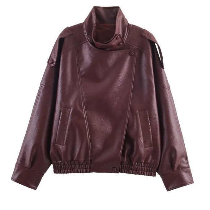 Giacca donna in ecopelle con colletto alla coreana – Moda e stile