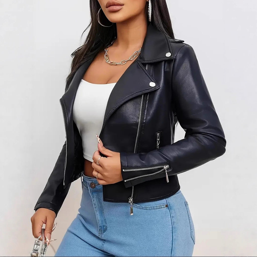 blouson en cuir noir haut de gamme