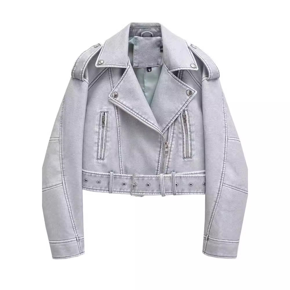 Blouson de motard en cuir pour femme