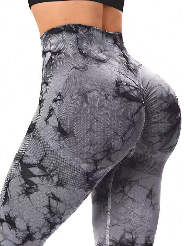 Pantaloni yoga tie-dye donna vita alta effetto pesca – Seamless