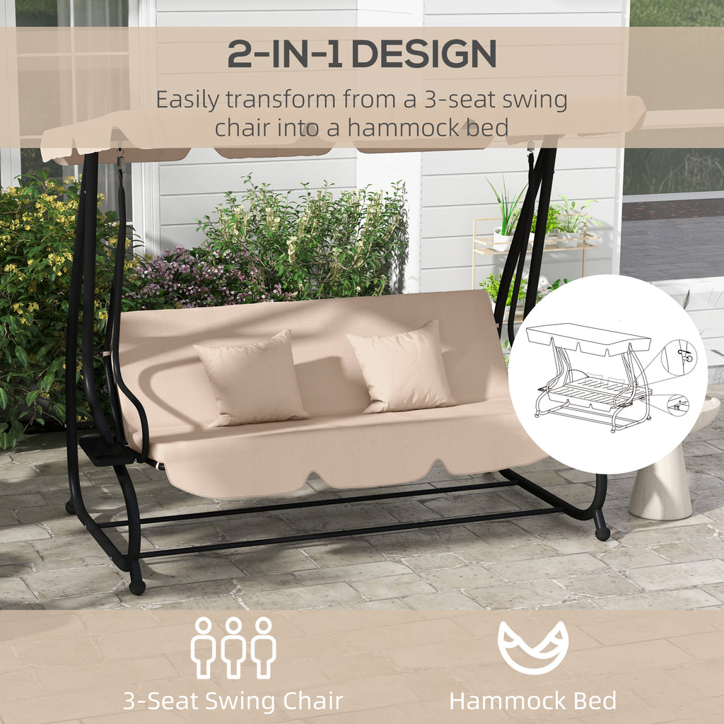 Balancelle de Jardin Autoportante, Toit Réglable, Assise Rembourrée et Coussins
