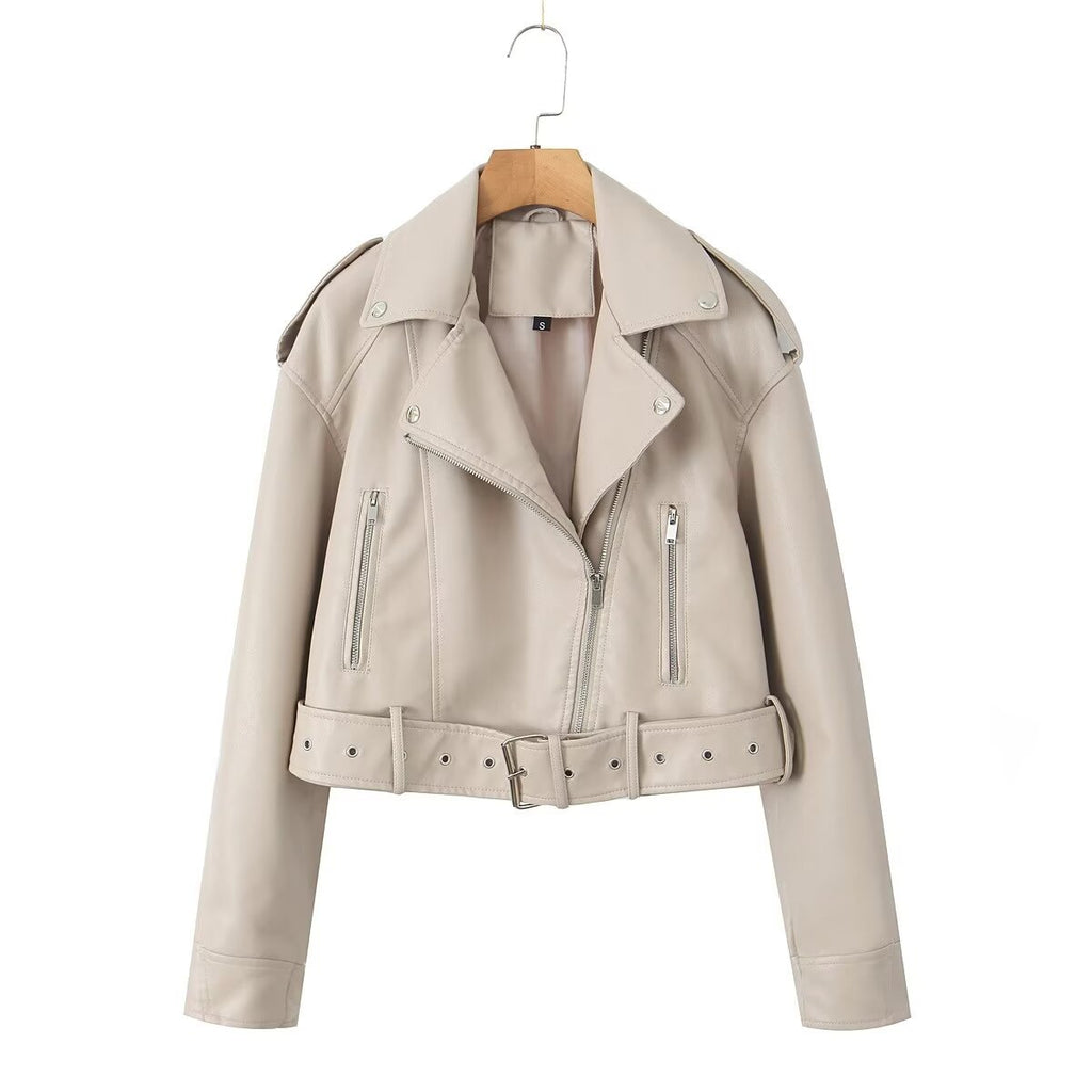 Blouson de motard en cuir pour femme