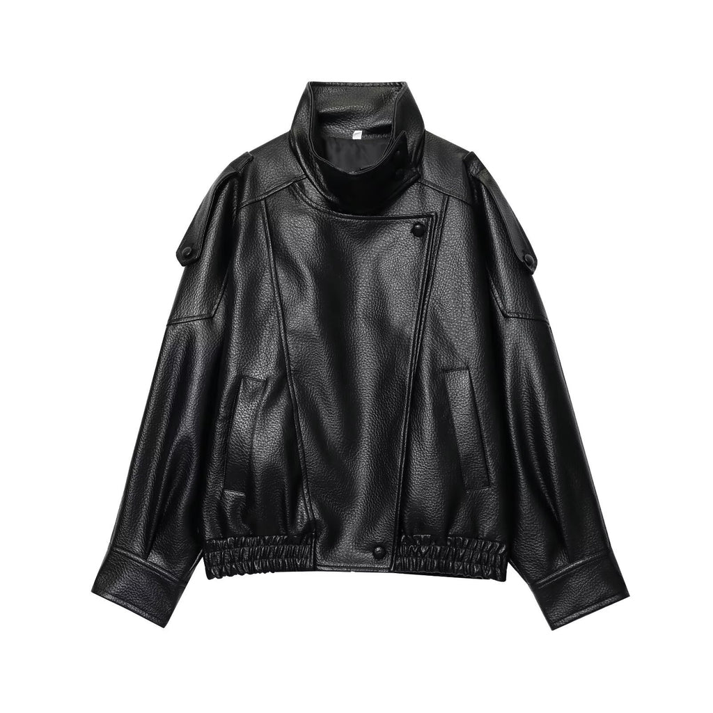 Giacca donna in ecopelle con colletto alla coreana – Moda e stile