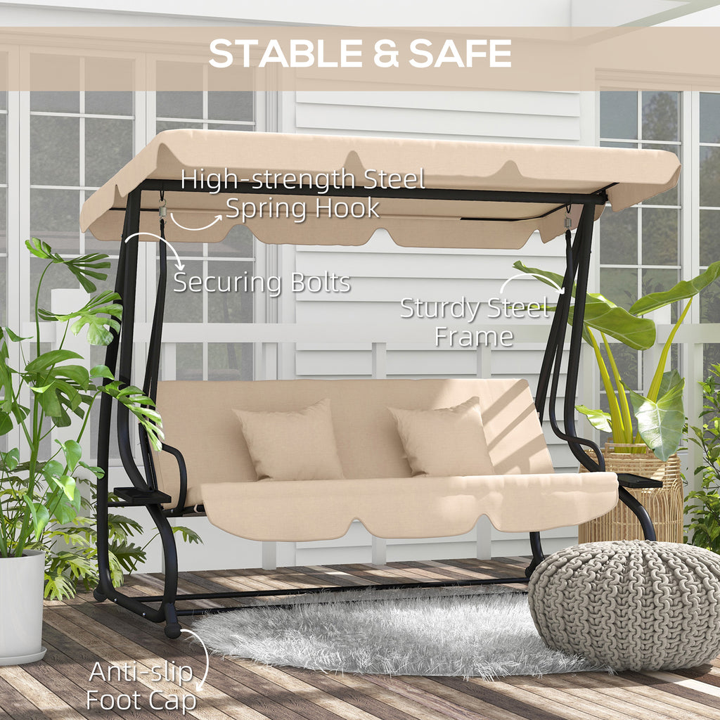 Balancelle de Jardin Autoportante, Toit Réglable, Assise Rembourrée et Coussins