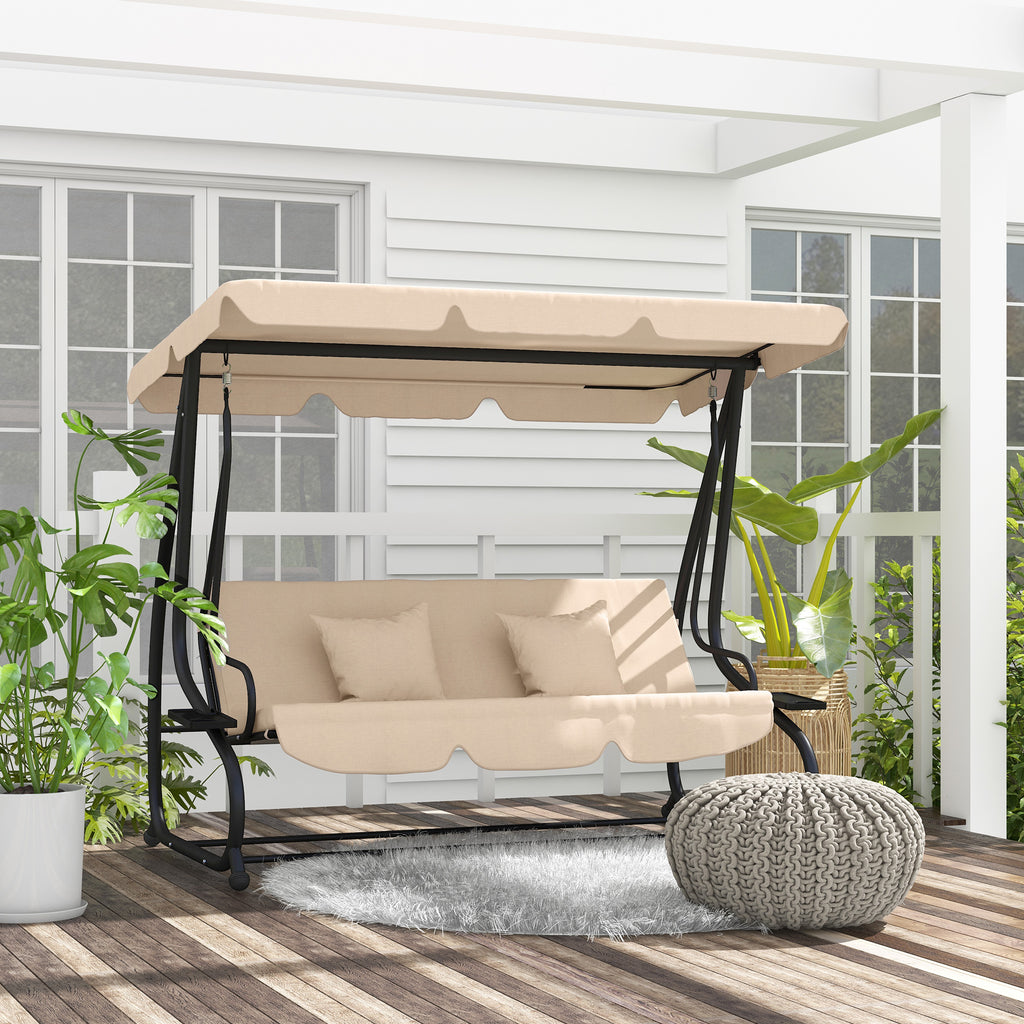 Balancelle de Jardin Autoportante, Toit Réglable, Assise Rembourrée et Coussins