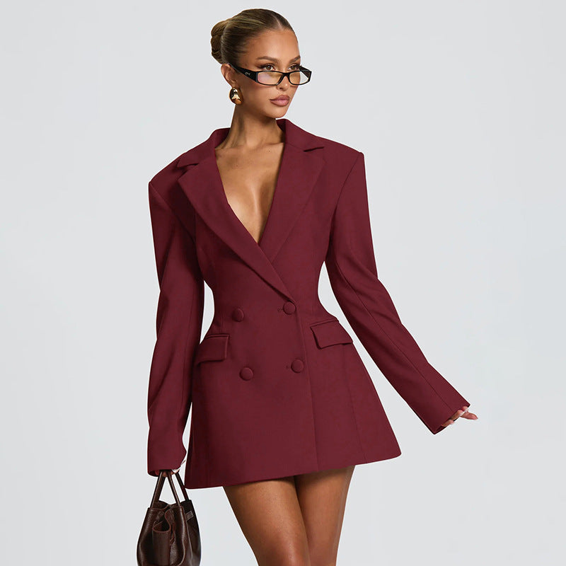 Langärmliges Jackenkleid, Slim-Fit-Modell, Tulpenform mit angedeuteten Taschen