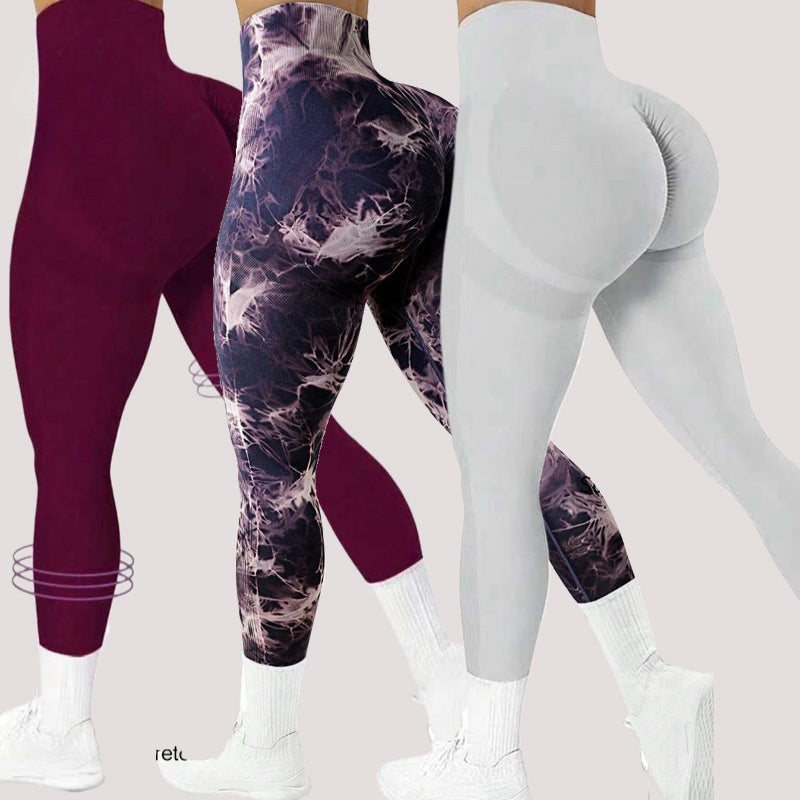 Pantaloni yoga tie-dye donna vita alta effetto pesca – Seamless