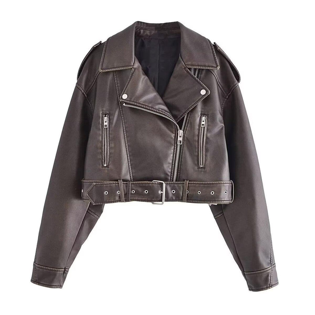 Blouson de motard en cuir pour femme