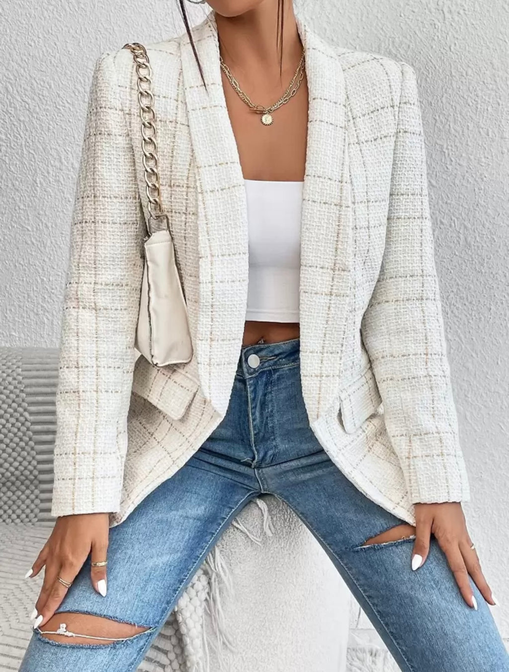 giacca blazer da donna con colletto a rever e maniche lunghe