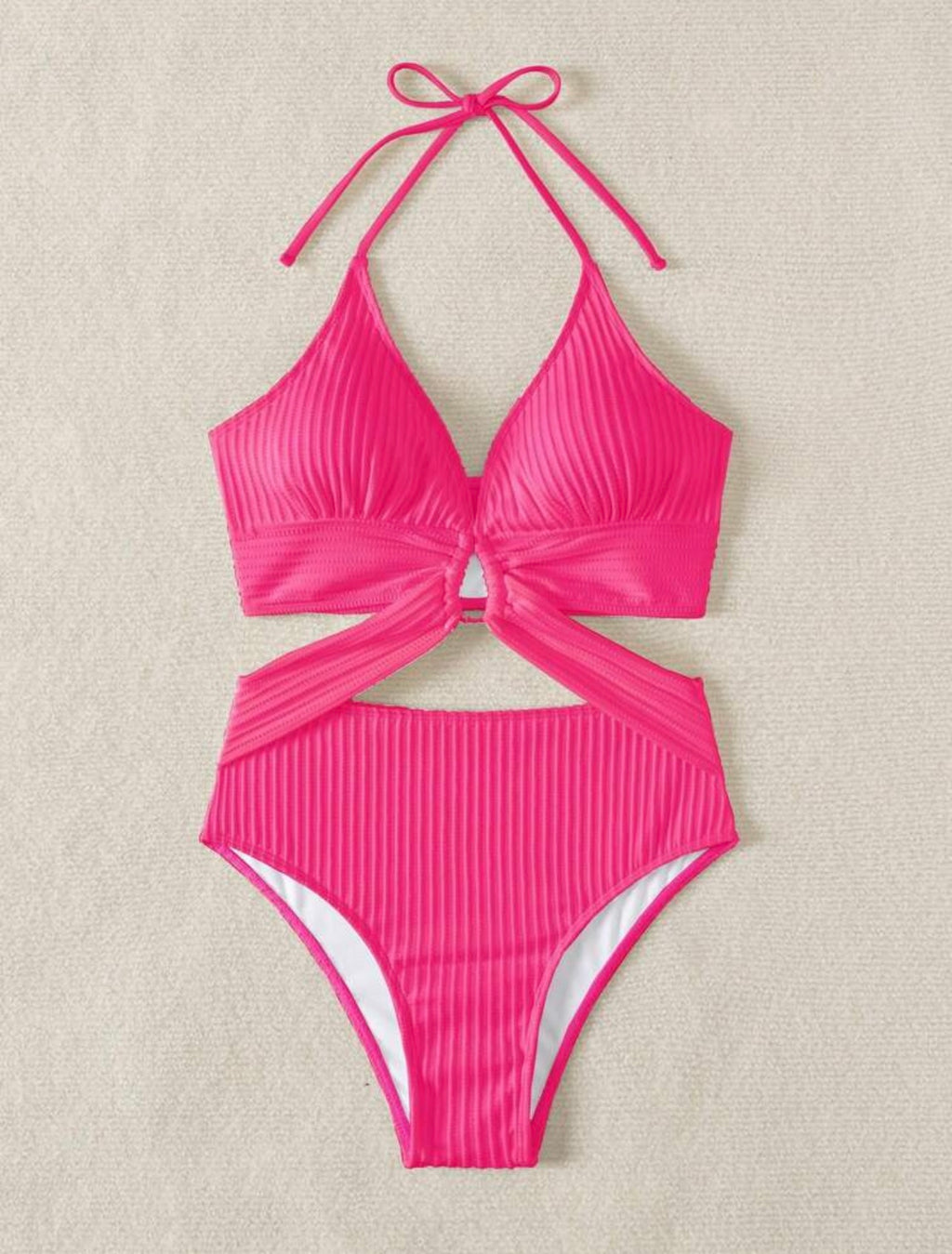 Bikini a fascia con scollo a V profondo, con top corto sexy e schiena scoperta
