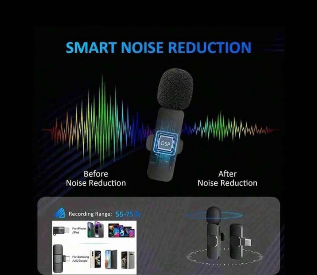 Microfono Lavalier Wireless K8: Audio Cristallino con Riduzione del Rumore AI