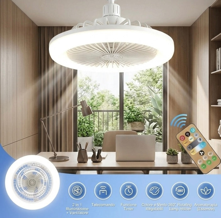 Ventilatore da Soffitto con Luce LED e Telecomando
