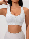 Reggiseno sportivo da donna con stampa leopardata e zip frontale