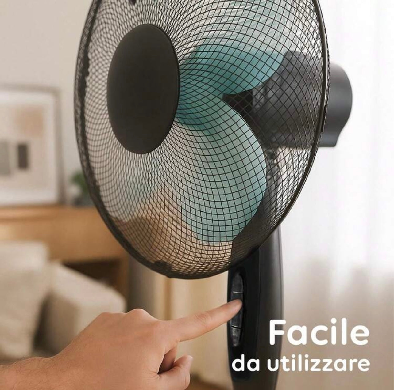 Ventilatore a Piantana 40cm - Altezza Regolabile, 3 Velocità, Oscillazione Automatica