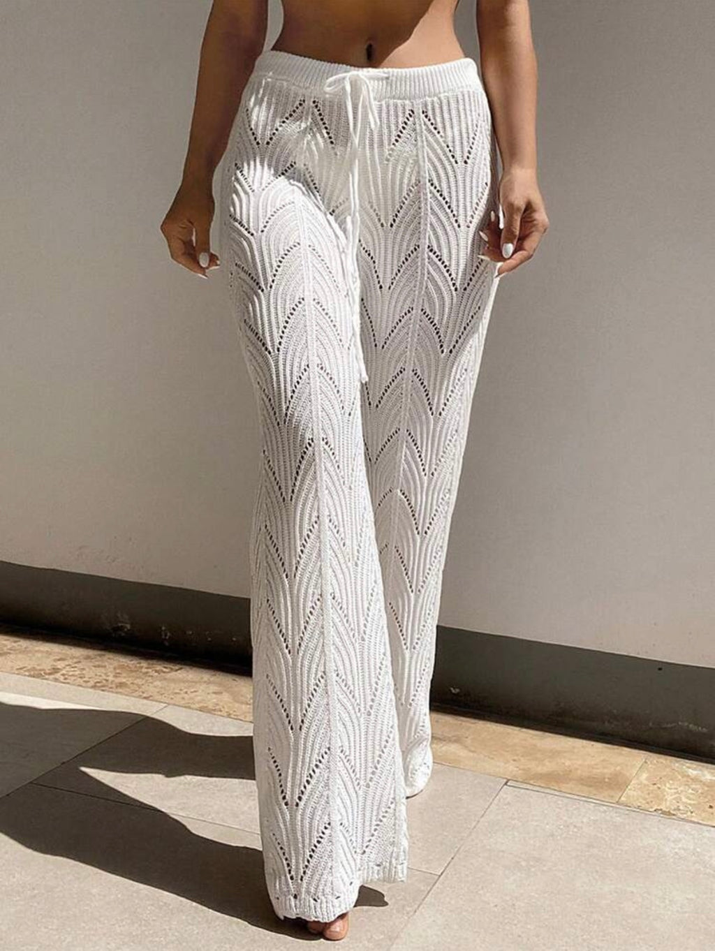 Pantalone da copricostume traforato bianco