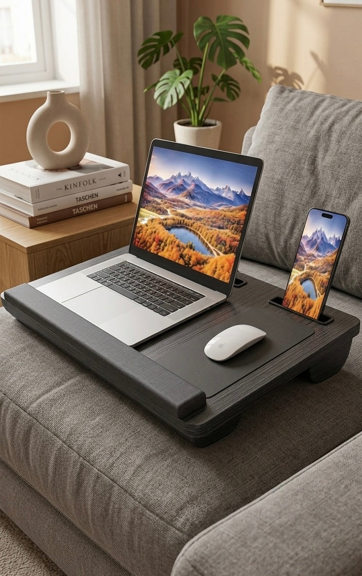 Supporto PC Portatile da Ginocchia con Tappetino Mouse e Porta Telefono