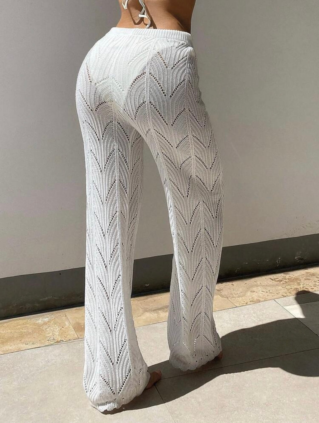 Pantalone da copricostume traforato bianco