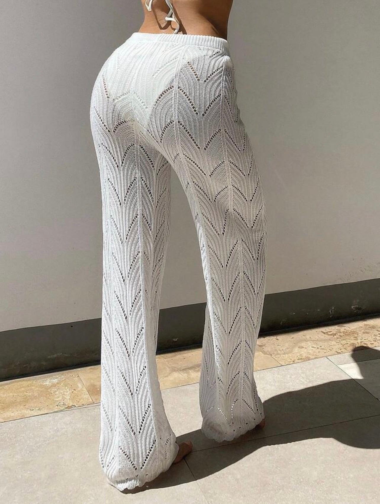 Pantalone da copricostume traforato bianco