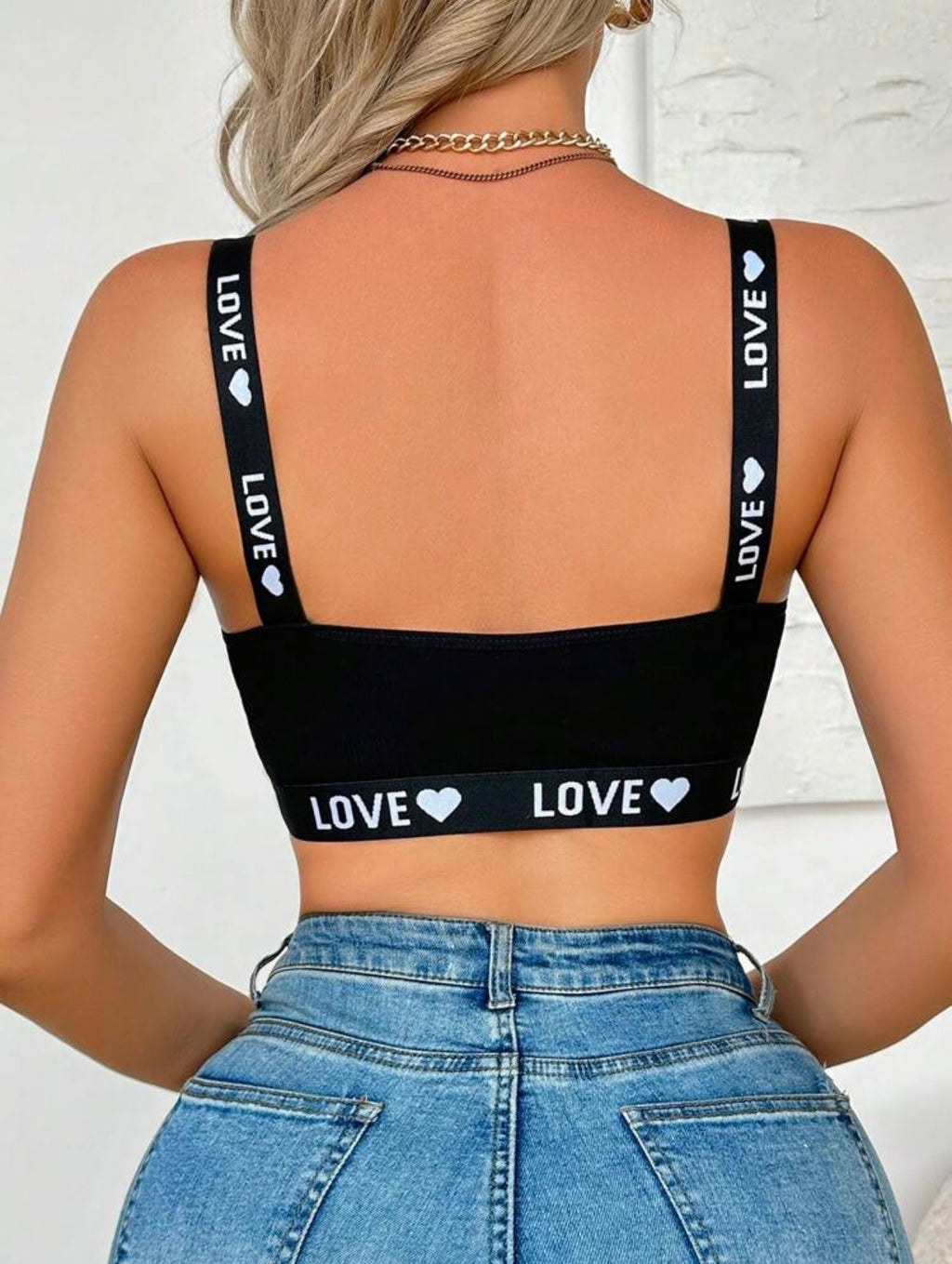Canotta Donna Semplice con Cuori e Lettere Lavorati a Maglia