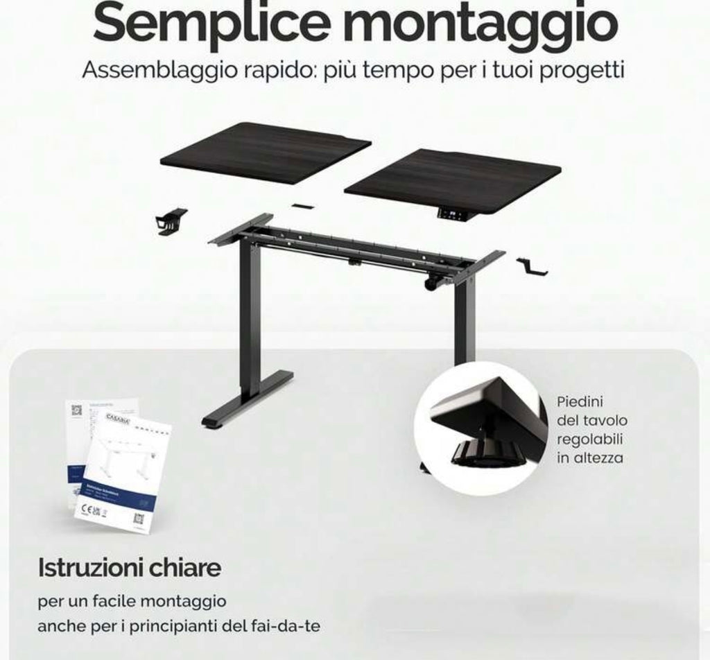 Scrivania Motorizzata Sit-Stand per Ufficio: Altezza Regolabile 73-118 cm con Gancio per Cuffie e Portabicchieri