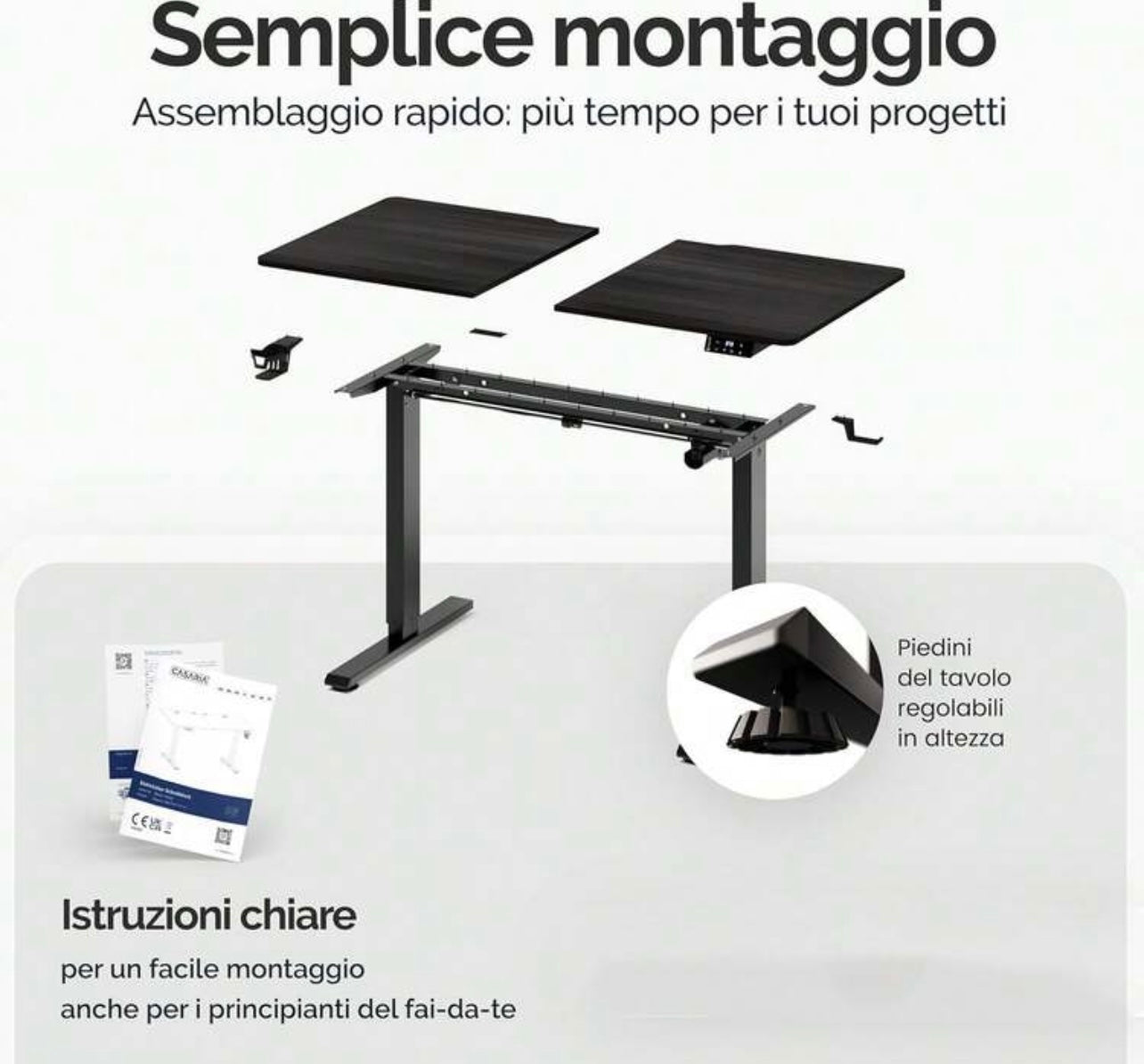 Scrivania Motorizzata Sit-Stand per Ufficio: Altezza Regolabile 73-118 cm con Gancio per Cuffie e Portabicchieri