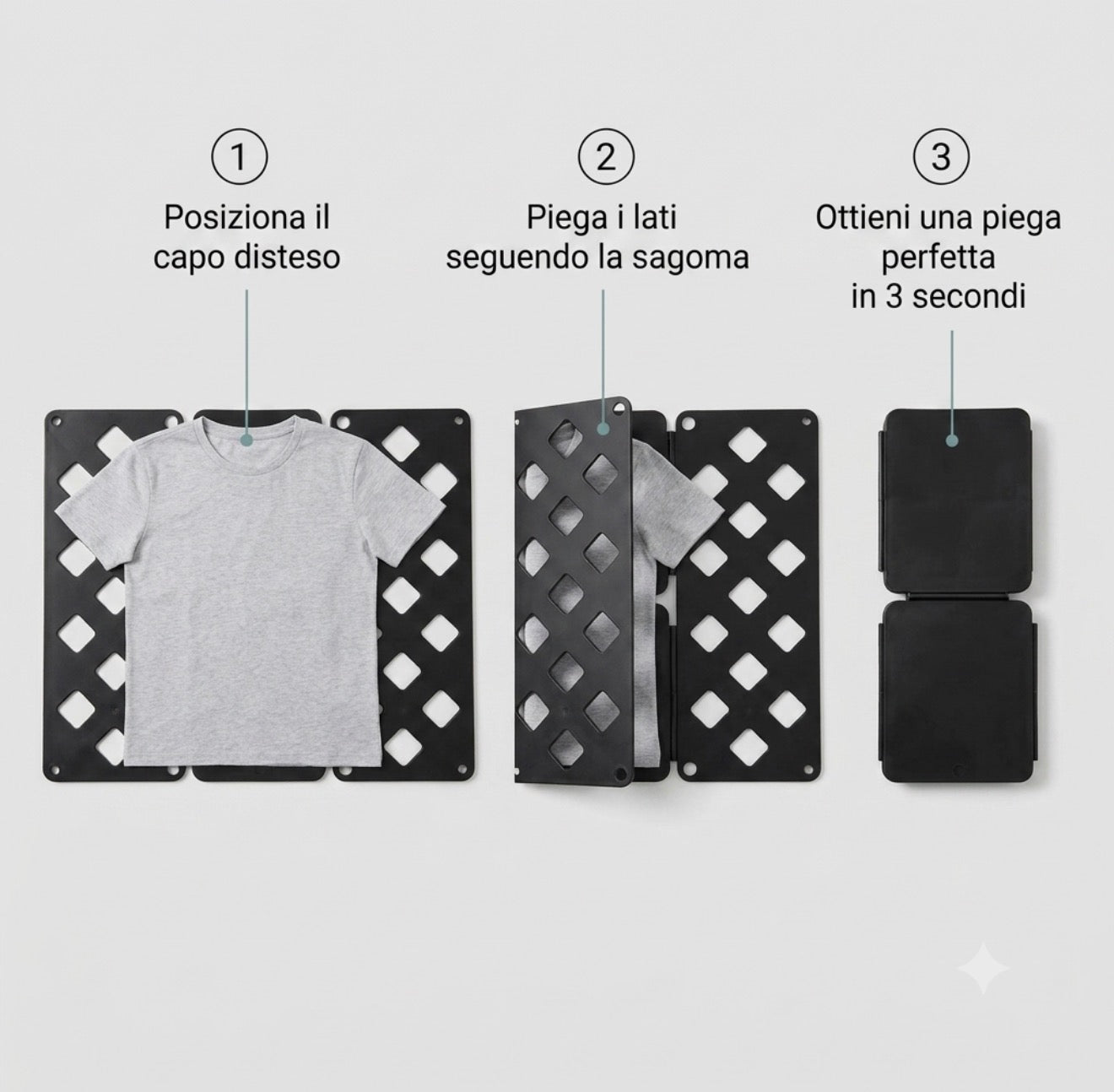 Piega Vestiti Universale per Magliette Camicie e Pantaloni, Piegatore Salvaspazio, Organizza Armadio Facile e Veloce