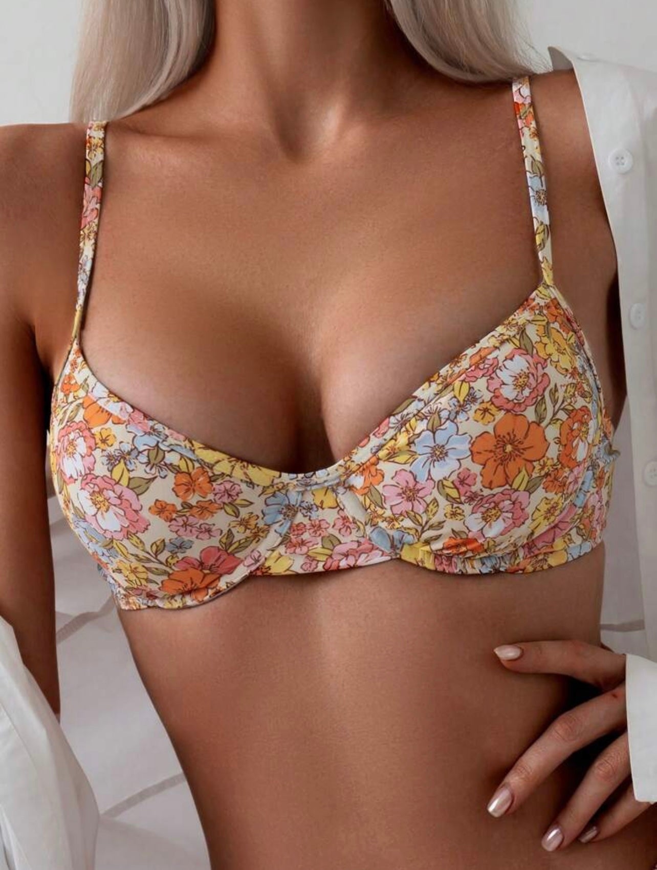 Set bikini stampa floreale da donna con nodo laterale per la spiaggia estiva
