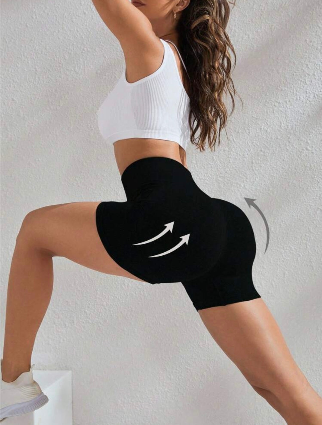 shorts sportivi da palestra estivi da donna, a vita alta con effetto solleva-glutei