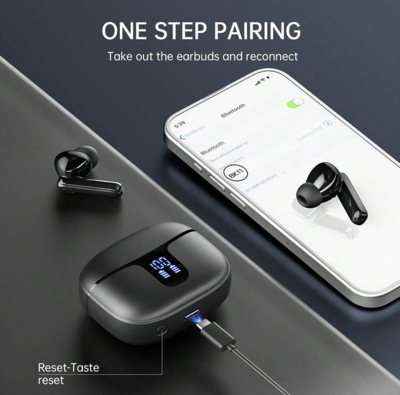 Auricolari Bluetooth 5.3 con Display LED Intelligente