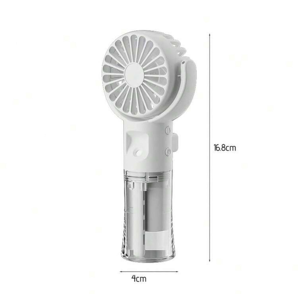 Mini Ventilatore Portatile 2-in-1: Freschezza e Idratazione Sempre con Te
