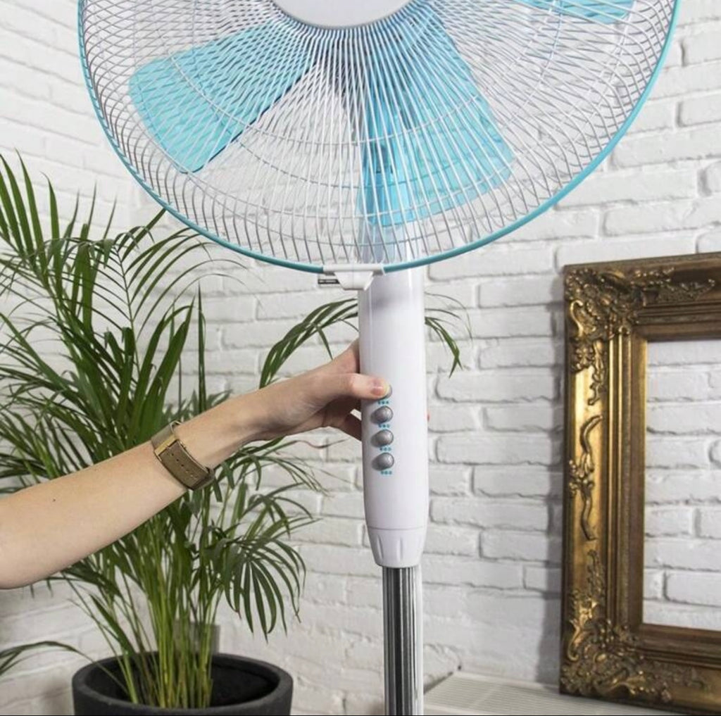 Ventilatore a Piantana 40W, 5 Pale, 3 Velocità, Oscillante e Regolabile