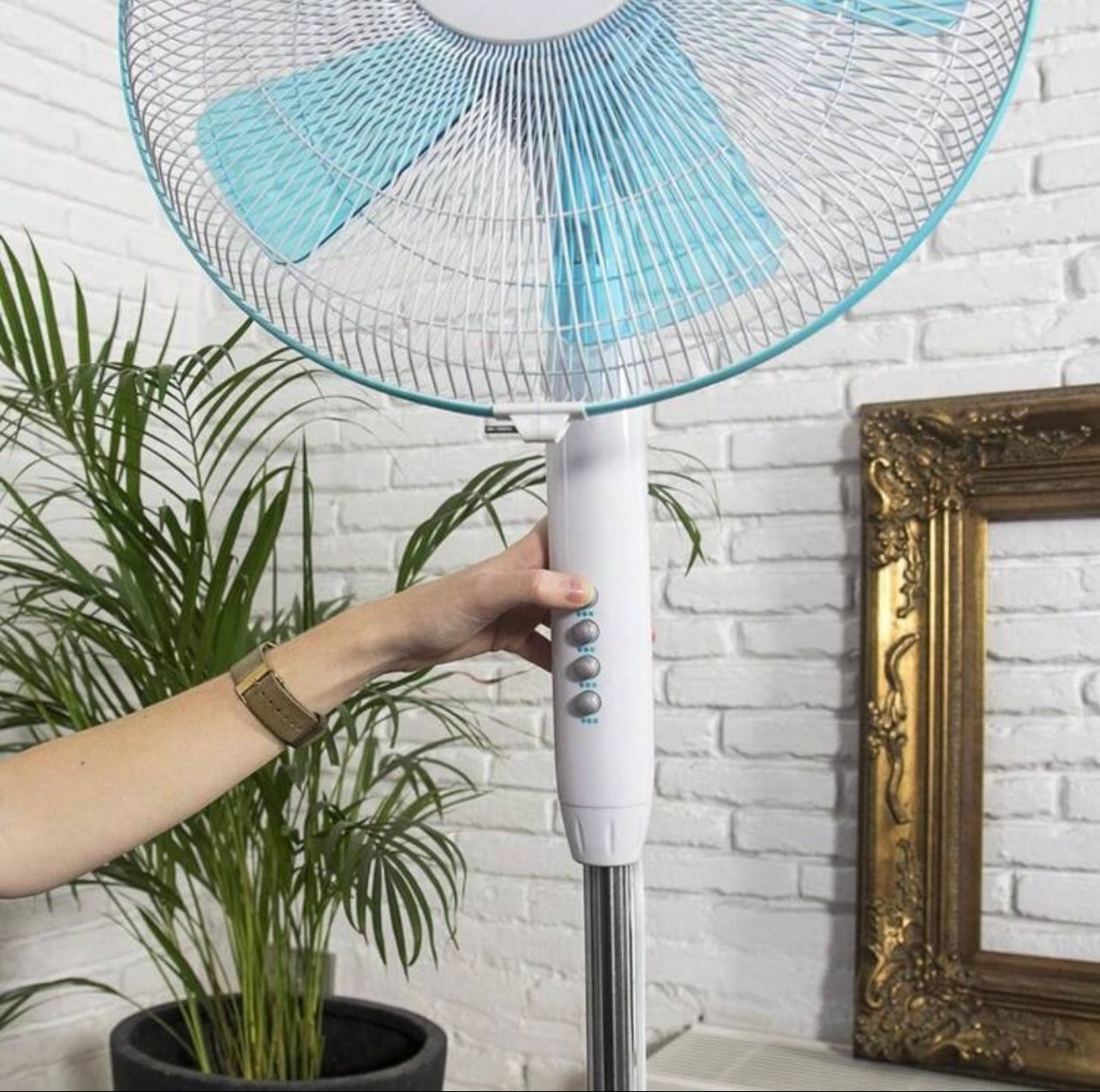 Ventilatore a Piantana 40W, 5 Pale, 3 Velocità, Oscillante e Regolabile