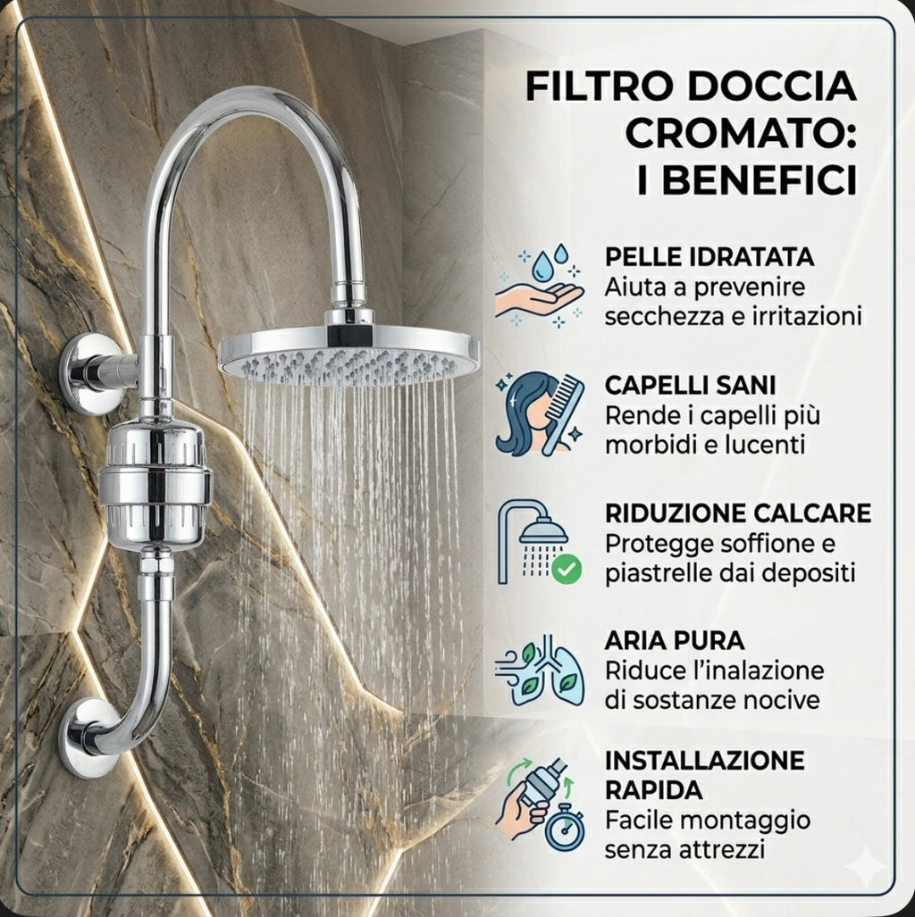 Filtro anticalcare per doccia Purezza e Benessere per Pelle e Capelli