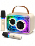 Set Karaoke Hi-Fi Bluetooth con 2 Microfoni Wireless e Luci RGB