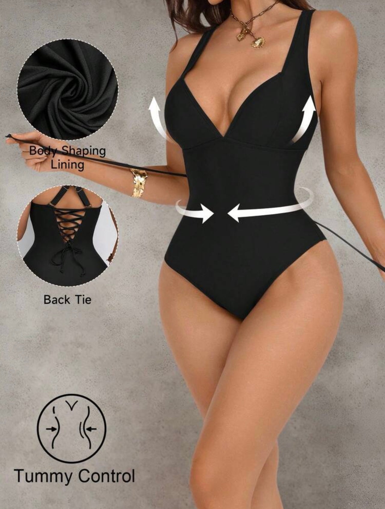 Costume da bagno intero da donna con patchwork marrone, push-up e controllo pancia, con schiena incrociata