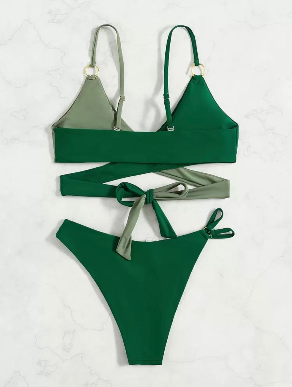 Set bikini colorblock incrociato contorto Reggiseno & cheeky Bottom 2 pezzi Costume da bagno