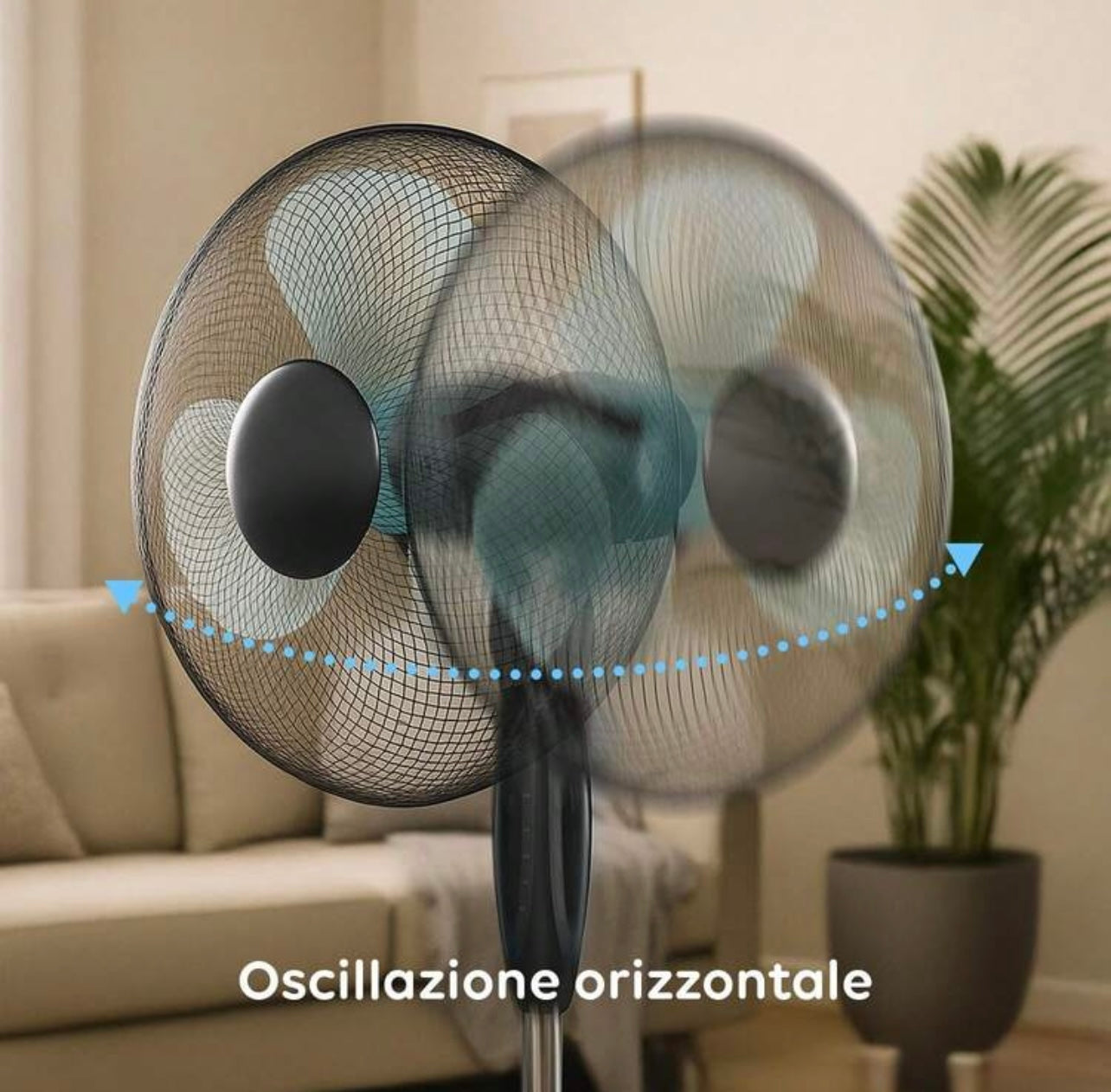 Ventilatore a Piantana 40cm - Altezza Regolabile, 3 Velocità, Oscillazione Automatica