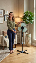 Ventilatore a Piantana 40cm - Altezza Regolabile, 3 Velocità, Oscillazione Automatica
