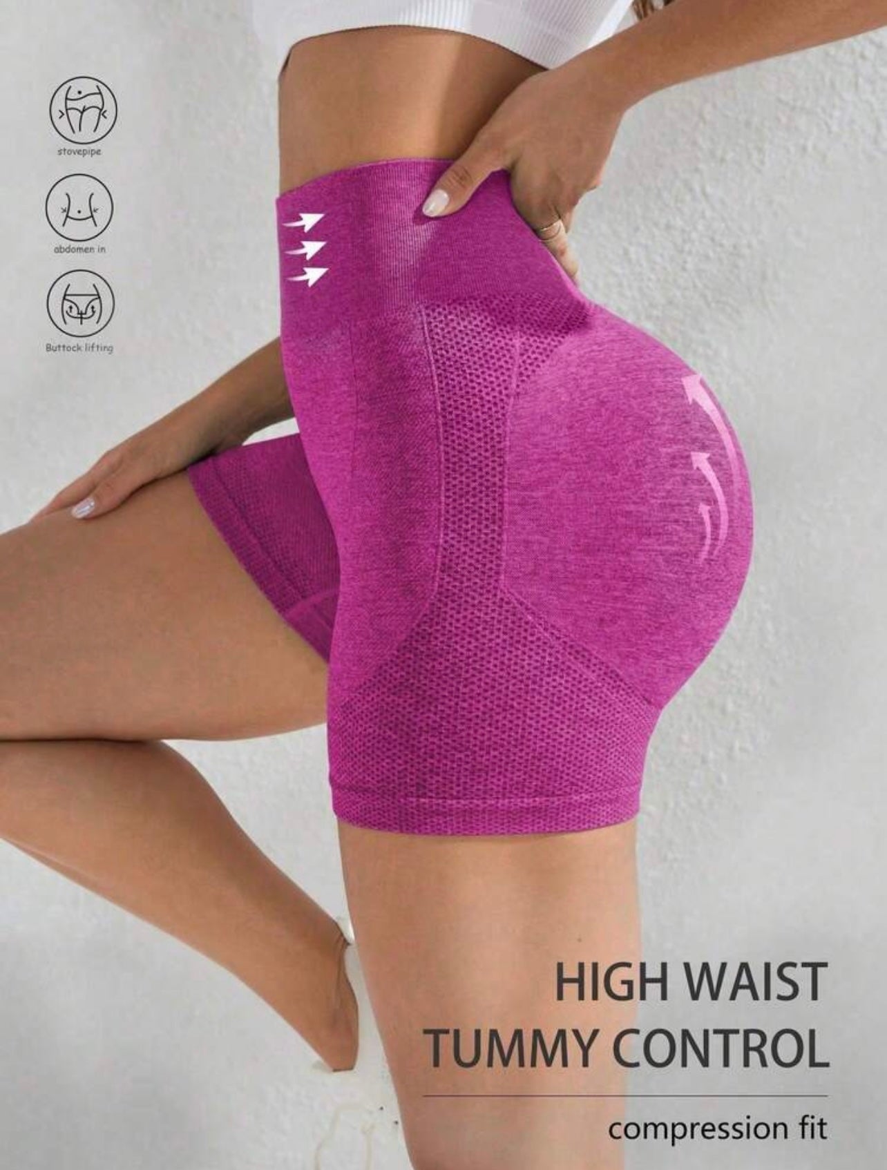 shorts sportivi da palestra estivi da donna, a vita alta con effetto solleva-glutei