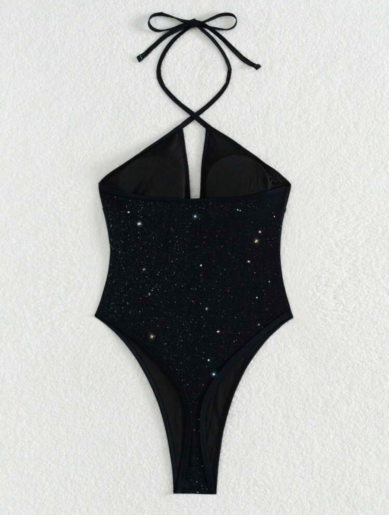 Costume da bagno intero sexy, in rete lucida con tagli incrociati e scollo a barchetta per le donne