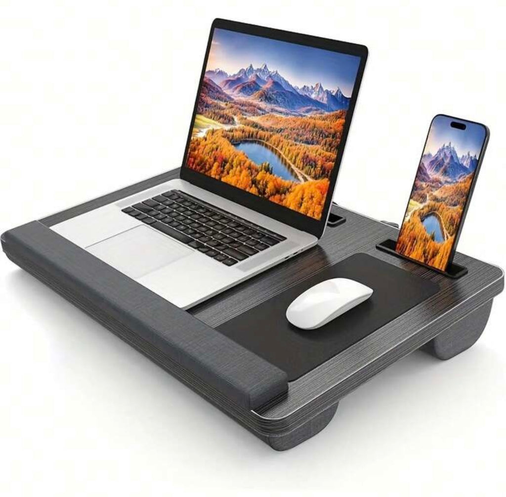 Supporto PC Portatile da Ginocchia con Tappetino Mouse e Porta Telefono