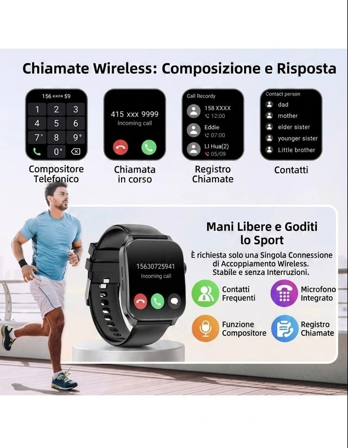 Smartwatch Multifunzione con Chiamate Bluetooth e Display HD da 1,91 pollici