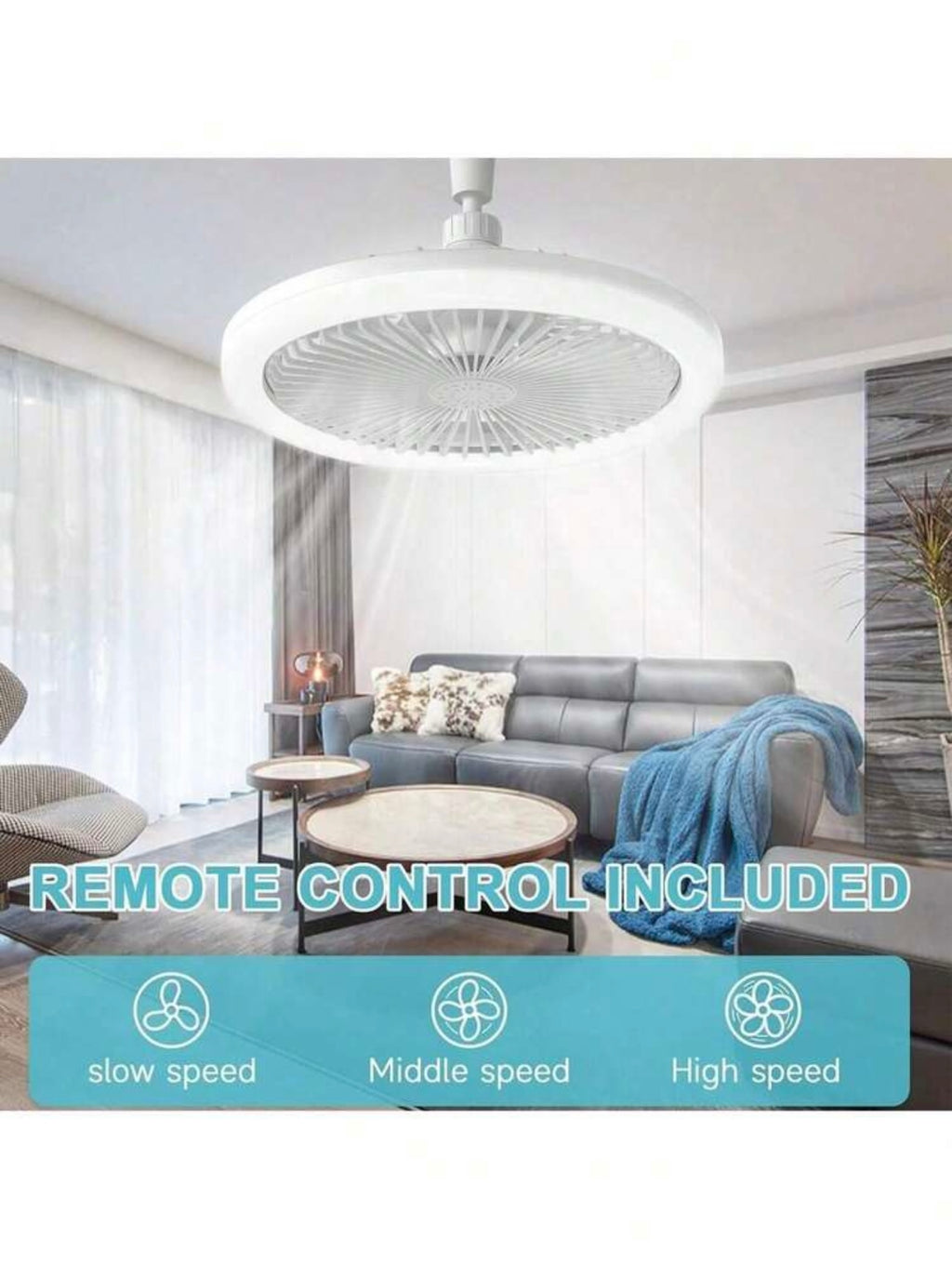 Ventilatore da Soffitto con Luce LED e Telecomando