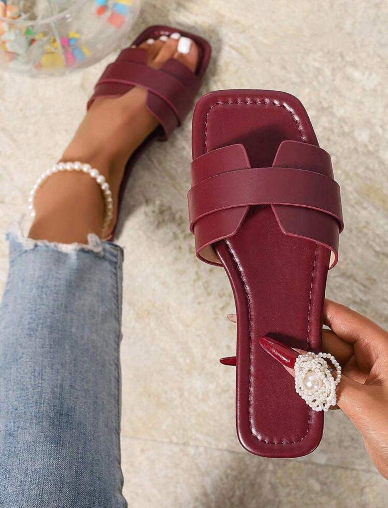 Sandali Donna Estivi Punta Quadrata Fascia Incrociata – Pantofole Basse Comode Effetto Pelle Serpente, Multicolore