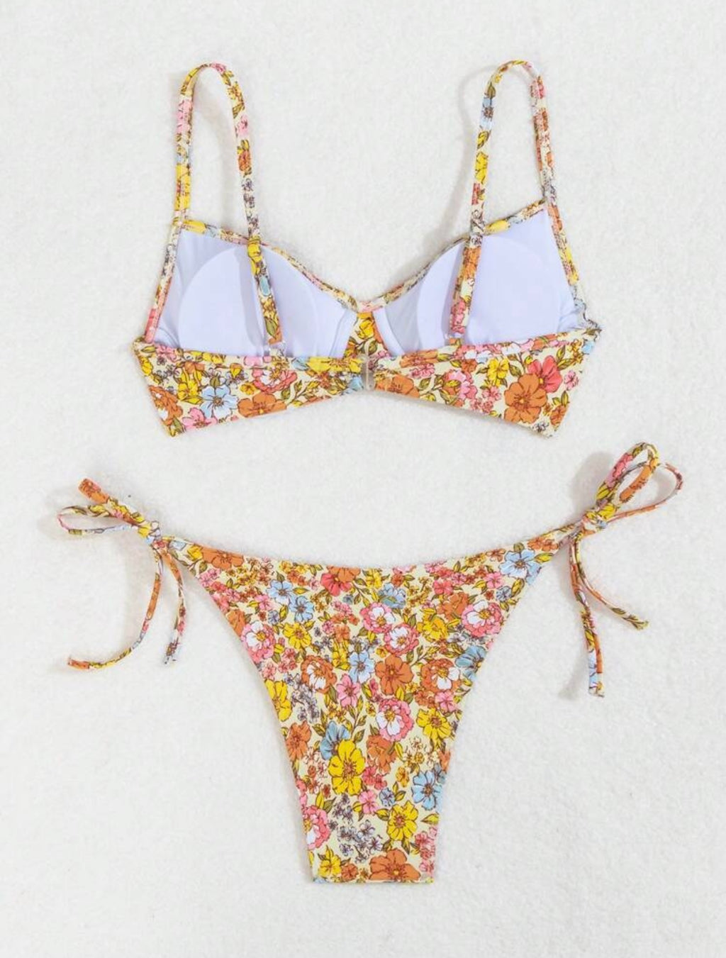 Set bikini stampa floreale da donna con nodo laterale per la spiaggia estiva