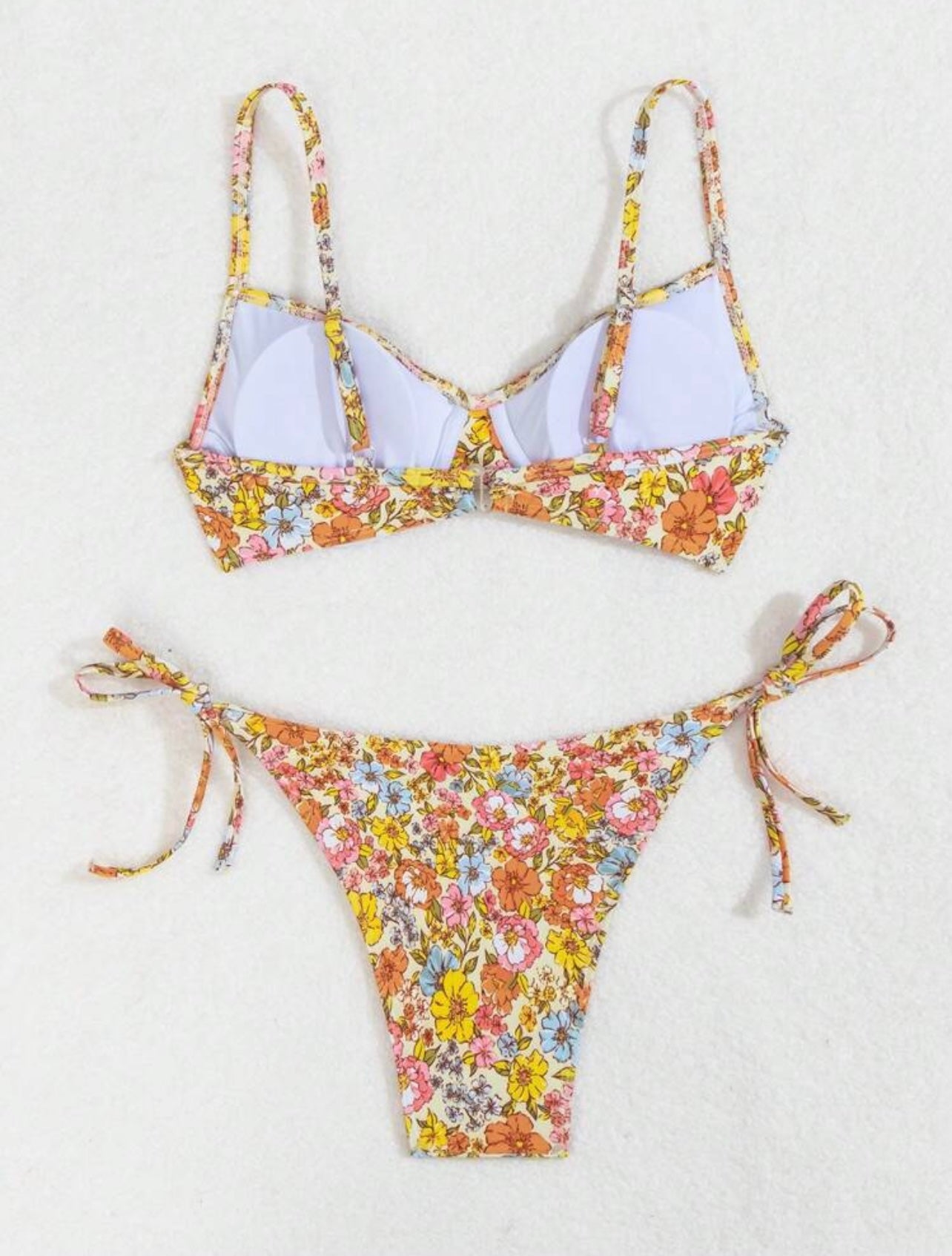 Set bikini stampa floreale da donna con nodo laterale per la spiaggia estiva
