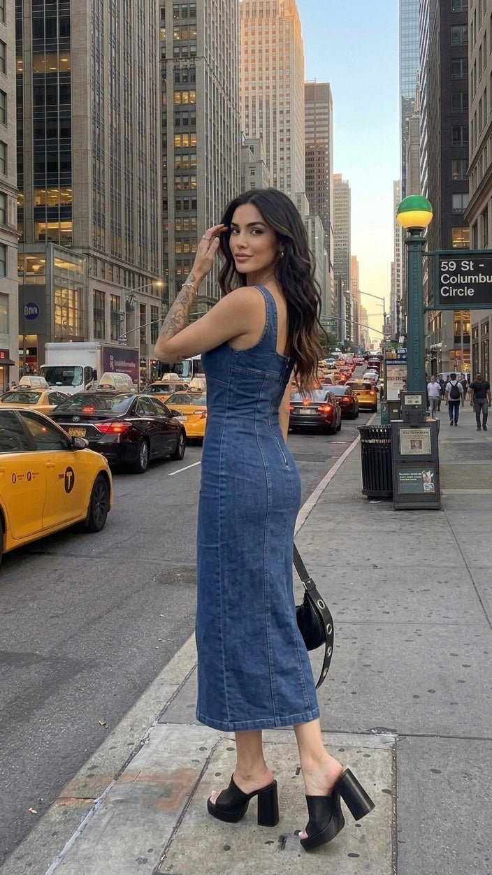 Nuovi arrivi abiti in denim vestito elegante e casual
