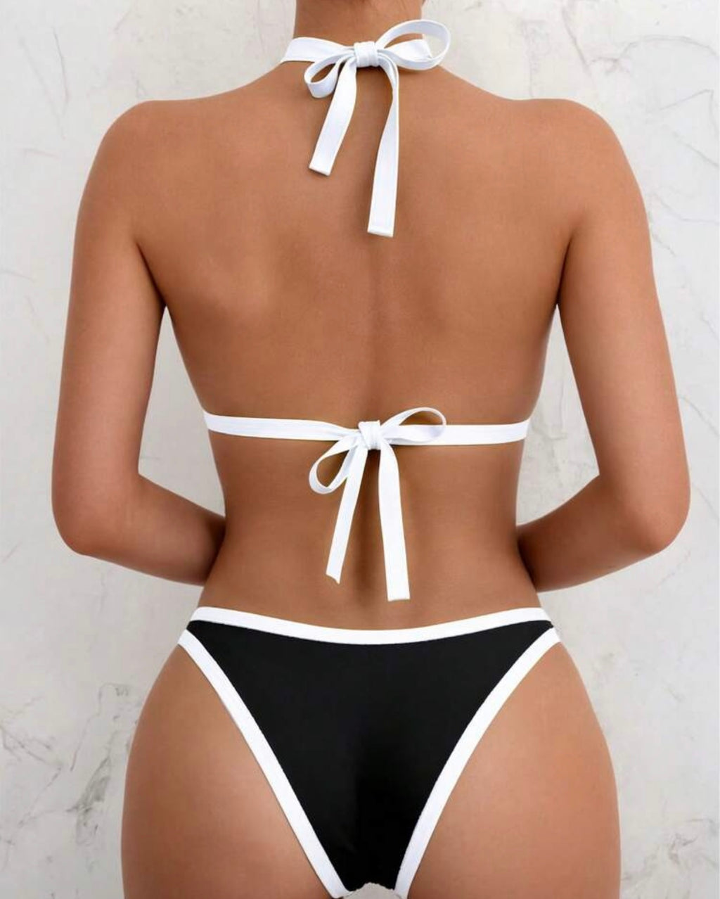 Set di costumi da bagno da donna con top a canotta in cotone con spalline imbottite