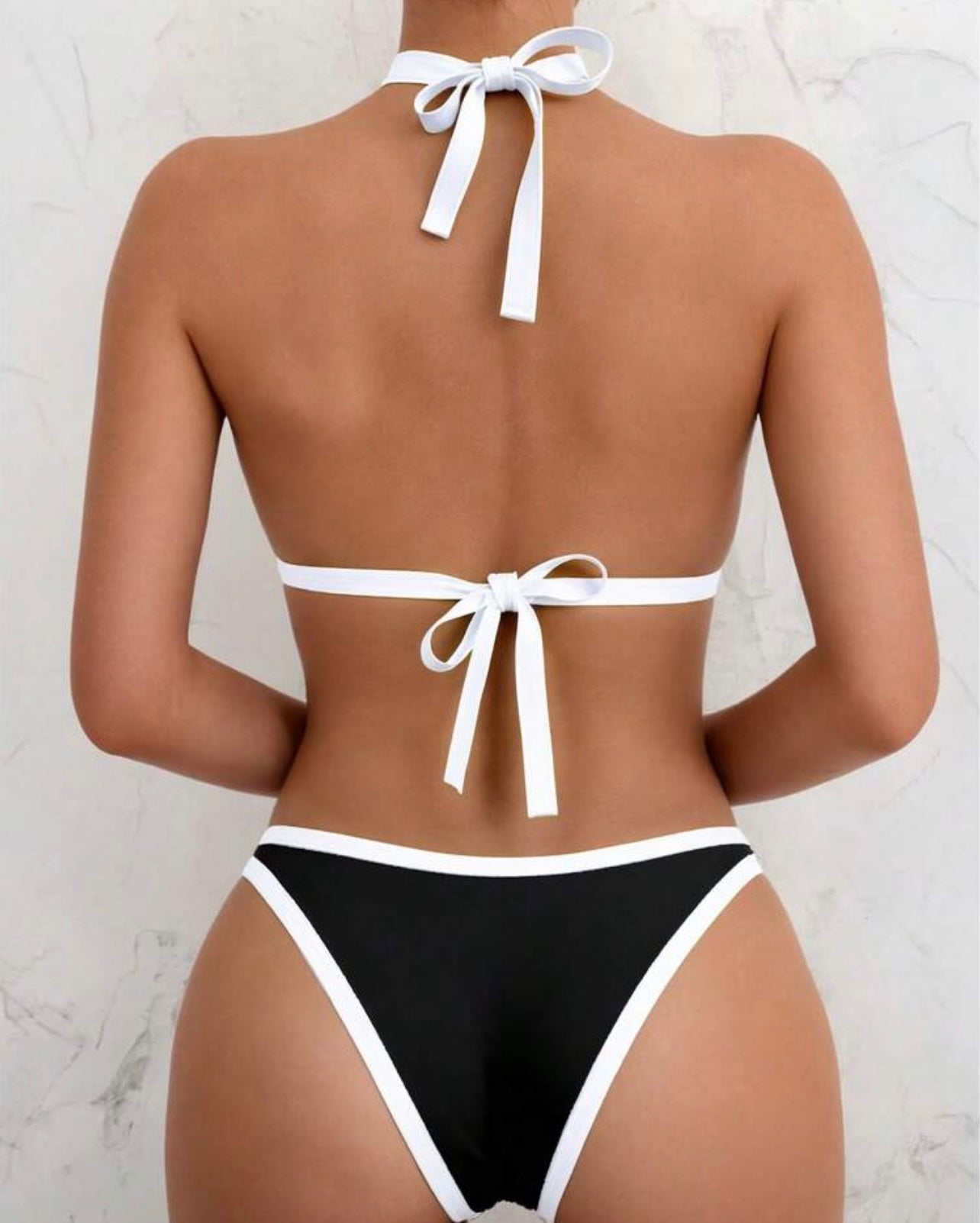 Set di costumi da bagno da donna con top a canotta in cotone con spalline imbottite