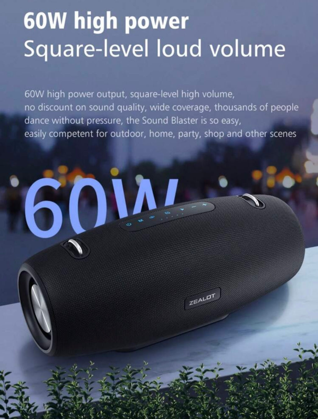 Altoparlante Bluetooth da 60W con Volume da Stadio